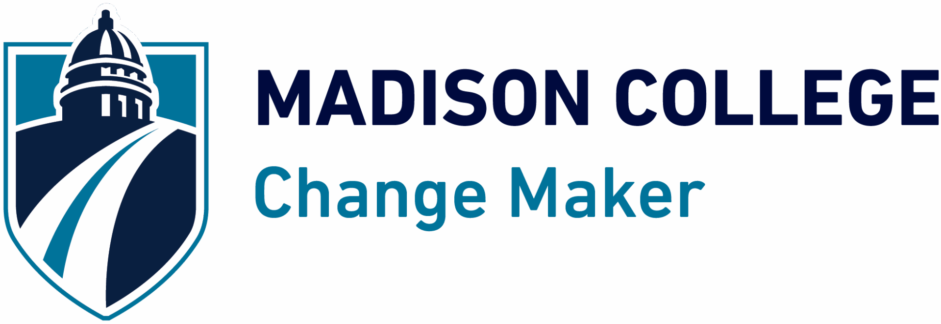 Madison College logo with a graphic of a domed building on a shield